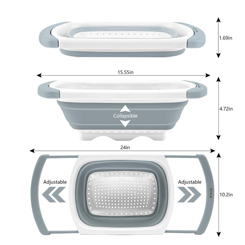 Qimh Collapsible Colander | Over The Sink Silicone Kitchen Strainers