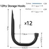 pipabiba 12 Pcs Garage Hooks, Heavy Duty J Hooks Max