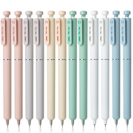 Mr. Pen- Retractable Gel Pens, 12 Pack, Black Ink, Soft Pastel Barrel Gel Pens Fine Point 0.5mm, Retractable Pen, Cute Pen