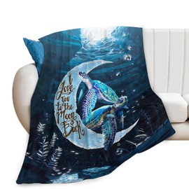 Sea Turtle Blanket Turtle Moon Decor Inspirational Throw Blanket Gifts for Girls Boys Turtle Lover Winter Bedding Super Warm Soft Plush Lightweight Fleece Flannel Blanket for Kids Adults Women 50"X40"