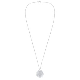 Kuzzoi Men's Silver Necklace with Coin Pendant Round (25 mm), Necklace for Men in 925 Sterling Silver, Venetian Chain with Antique Coin, Men's Necklace Pendant Vintage Handmade, Sterling Silver