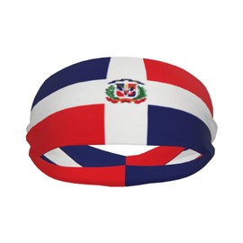 Cute Dominican Flag Sweatband Sports Headband Hair Accessories for Women Men Running Cycling Yoga Fitness Workout