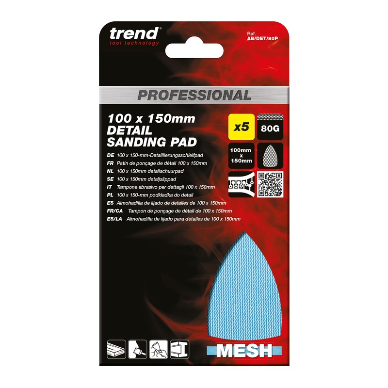 Trend Professional 100 x 150 mm Detail Sanding Pads, 80