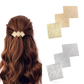 French Hair Clips, Metal Hair Clips, Women, Pack of 4 Bun Geometric Hair Clips, Metal Automatic Hair Clip, French Closure, Decorative Hair Accessories for Women and Girls