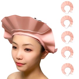 C_himawari Shampoo Hat, Bath Goods, For Babies, Adults, Children, Nursing, Kids (Pink, 5 Pieces)