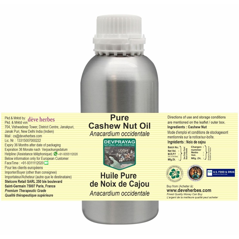 Devprayag Pure Cashew Nut Oil (Anacardium occidentale) Natural Therapeutic Grade