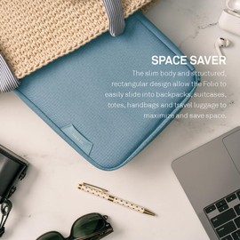Folio Tech Pouch 2L Personal, Family, Work Travel Organizer for Electronic Essentials, Cables Chargers & Tech Accessories, with Label Identification, Medium in Arctic Blue
