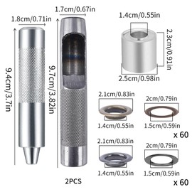 Zythrem 120 Sets Grommet Tool Kit 14mm Eyelet Punch Kit Eyelets and Punch Metal Washers Setting Metal Eyelets for Fabric Leather Belt Tarpaulin Tent Curtain Crafting DIY and Decoration