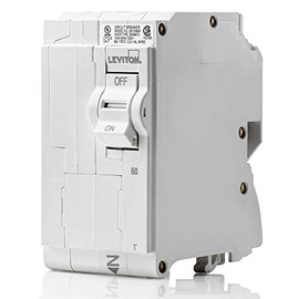 Leviton LB260-T 60 Amp, 2-Pole Plug-on Standard Branch Circuit Breaker, 120/240 VAC, White