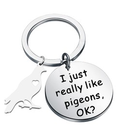 MYSOMY Pigeon Keychain Pigeon Lover Gift I just really Like Pigeons OK Pigeon Owner Gifts Funny Pigeon Gifts for Trainer Breeder(I just really like pigeon, ok?)