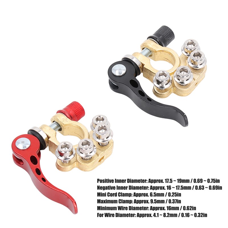 2Pcs Battery Terminal Connectors Car Disconnect 4 Way Positive Negative