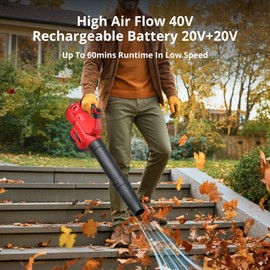 PowerSmart 40V Cordless Leaf Blower, 450CFM 130MPH Performance with 2PCS 2.0Ah Batteries & Chargers Included for Patio Cleaning, Lawn Care, Blowing Leaves and Dust