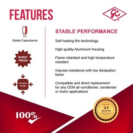 Capacitor (Oval) 10 uF ±5% 370V/440V Single Element CBB65 Motor Start, Recognized by Underwriters Laboratories (UL): GLOBE CAPACITORS