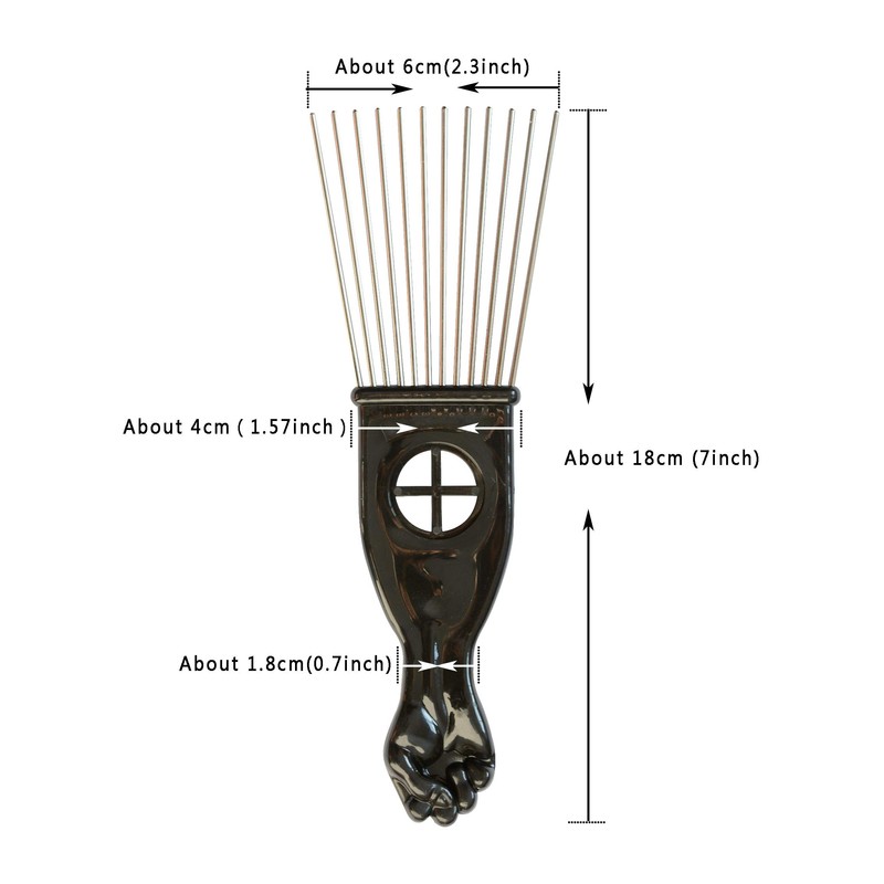 Pack of 3 Metal Hair Pick Combs Afro Pick Comb