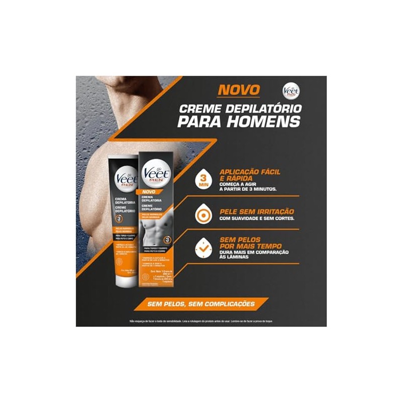 Veet Men Crema Depilatoria para Hombres, Piel Normal Envase 200