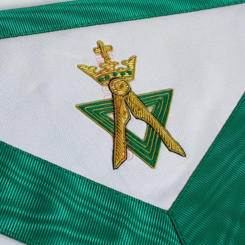 Handcrafted Lambskin Green Masonic Allied Degree and Member Apron for