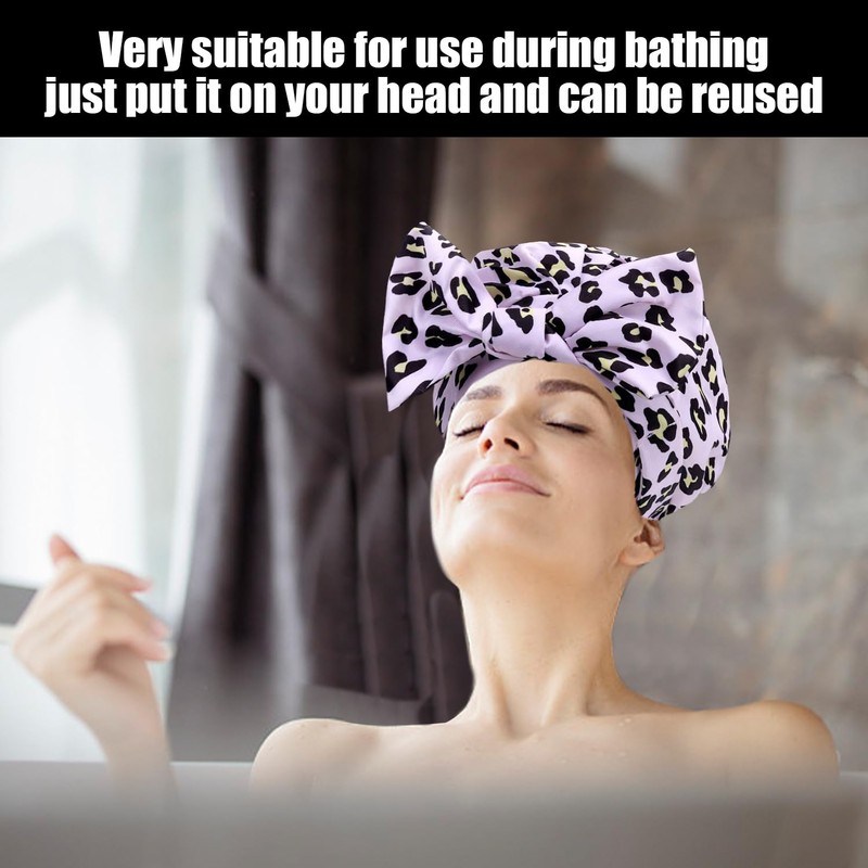 1 Stück Duschhaube Mit Leopardenmuster, 1 Stück Haargummi, Haarpflegehaube Für