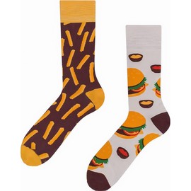 Wrahonbi Unisex Hamburger French Fries Pattern Dress Socks Funny Novelty Crazy Design Crew Socks Gift for Men