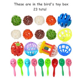 DIYUQISHI 23-Pack Small Bird Toys for Parakeets & Conures - Chewable Bell & Foraging Toys for Cockatiels, Budgies, Lovebirds