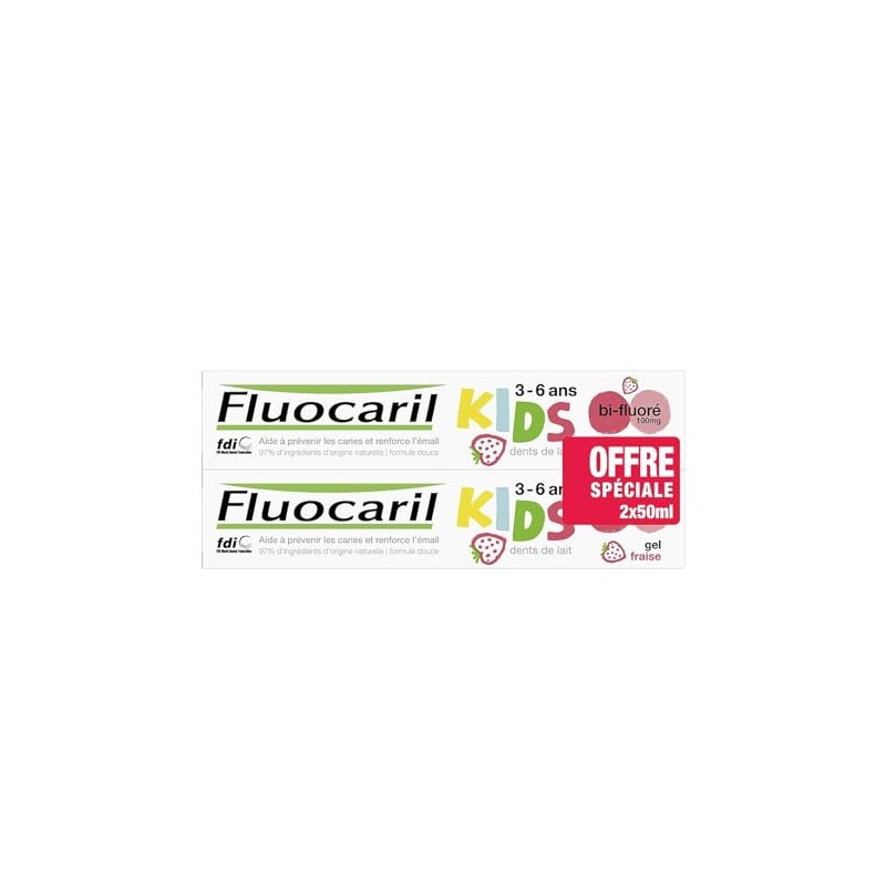 Fluocaril Kids Toothpaste Bi-Fluoré 3-6 Years, 2 x 50 ml