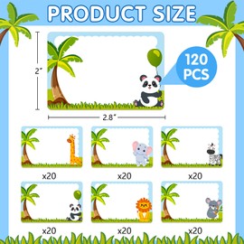 JUESMOS Jungle Name Tags for Classroom - Safari VBS Name Tag Label Sticker - Animal Classroom Nameplates for Kids Student Desks Name Tags Sticker for Back to School Kindergarten Decoration