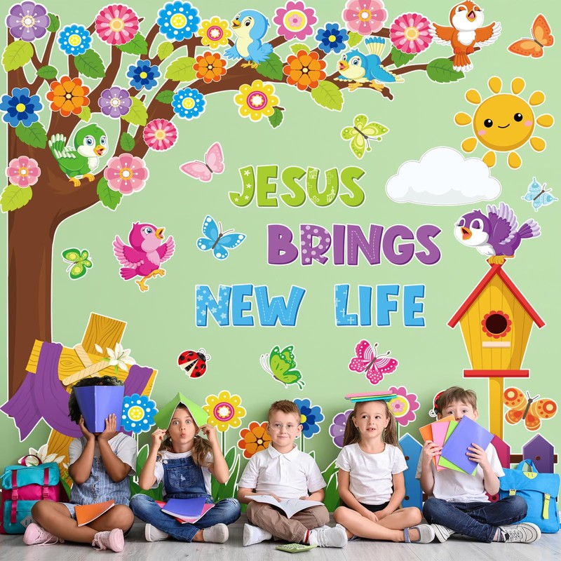 Pajean 112 Pcs Christian Spring Bulletin Board Decorations Classroom Religious