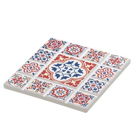 Zassenhaus 057690 Coasters Oriental Design Flower Ceramic with Non-Slip Cork Base 20 x 20 x 1 cm Red