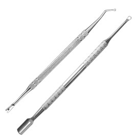 HIFAU Premium Stainless Steel Manicure Tools 2 Piece Set, Upgrade Gel Nail Polish Remove Tool & Cuticle Pusher, Cuticle Trimmer & Nail Lifter, Durable&Hygienic, For Women