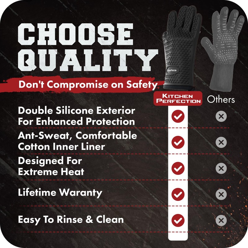 Kitchen perfection KITCHEN PERFECTION Silicone Smoker Oven Gloves -Extreme Heat