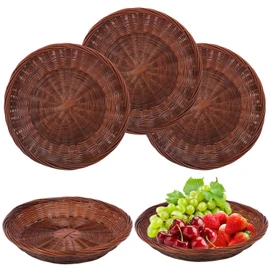Geytetqi 10 Inch Premium Hand Weave Bamboo Paper Plate Holder - Set of 5 Bamboo Paper Plate Holders, Dinner Plates, Fit for Picnic, Wall Decorate and Rustic Party Decorate