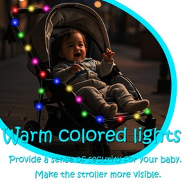 SOXUI 15Ft Multicolor Stroller Lights, Baby Stroller Lights for Walking, Equipped with Cable Ties for Easy Installation