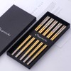 Chinese Chopsticks Gold Stainless Steel 5 Pairs Sushi Chopsticks for