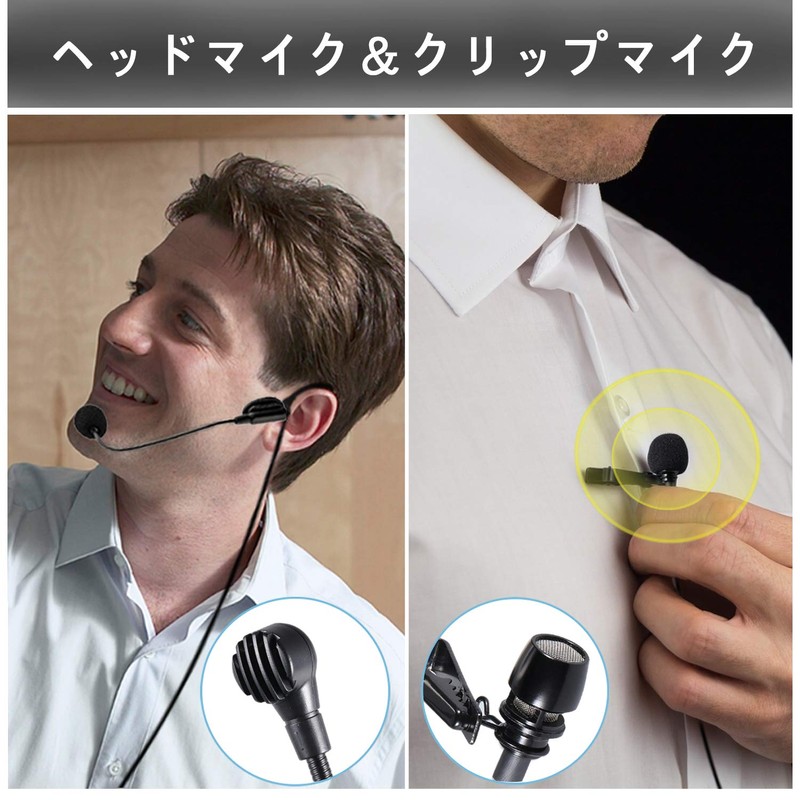 Alvoxcon TG220 Wireless Microphone, UHF Pin Microphone, Wireless Headset Microphone,