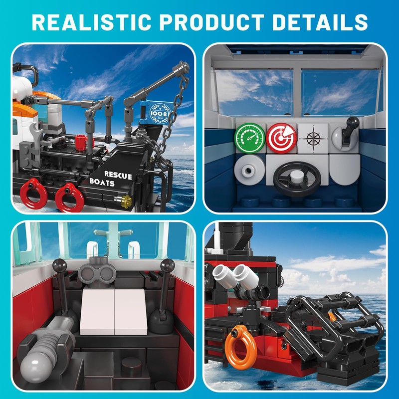 JMBricklayer City Boat Building Sets, 3 in 1 Mini Boats