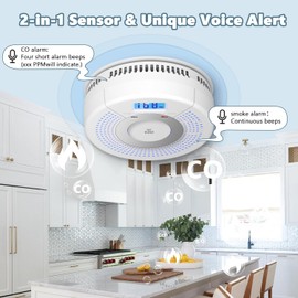 3 Pack Combination Photoelectric Smoke Alarm and Carbon Monoxide Detector Battery Operated with Digital Display (White)