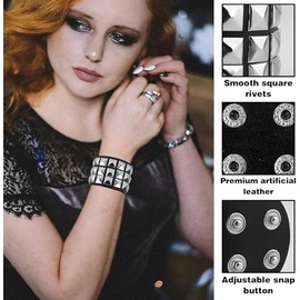 Studded Leather Choker Necklace Leather Punk Bracelet for 80s 90s Vintage Women Men Punk Rock Emo Goth Jewelry Scene Costume Accessories