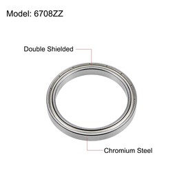 TOP-VIGOR 1Pcs 6708ZZ Deep Groove Ball Bearings, Z2 40mm x 50mm x 6mm Double Sealed Industrial Bearings, Chrome Steel Skateboard Bearings for Electrical Instrument Equipment