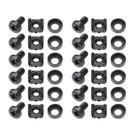 HMF 61012-12 Set of Cage Nuts for 10" or 19" Server Cabinet Network Cabinet, M6 Mounting Screws, Black