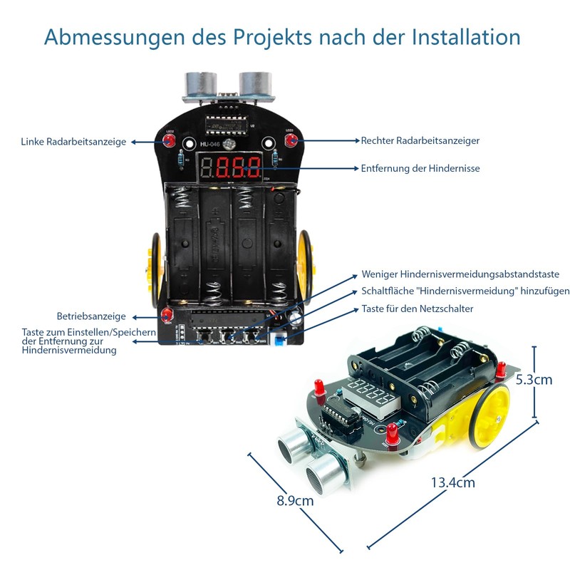 EIELE Intelligent Ultrasonic Obstacle Avoidance Trolley Soldering Kit Automatic Driving