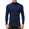 OVIYEGAIN Navy Blue Compression Turtleneck Long Sleeve Sports Undershirt Athletic