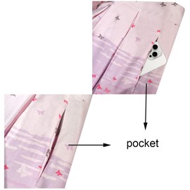 Girstunm Women's Pleated Vintage Skirt Floral Print A-line Midi Skirts with Pockets Black-White-Dot XL