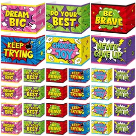 Affrolling 24 Pcs Inspirational Privacy Folders for Students Privacy Boards Cardboard Desk Divider Classroom Waterproof Testing Divider Bulk for School Teacher Home Focus Study Supplies (Hero)