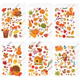 24 Sheets/788pcs Fall Autumn Stickers, Thanksgiving Stickers Pumpkin Decal Stickers Hello Autumn Stickers for Envelopes Invitations Card Party Supplies