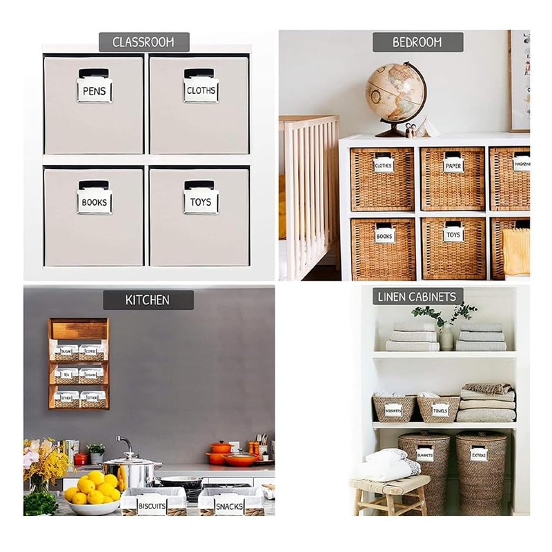 Kitchen Clip Label Holder,Metal Basket Labels Clip On Holders,Basket Labels