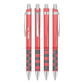 rOtring Tikky III Ballpoint Pen - Coral Pink Body | Blue Ink | Ergonomic Grip | Smooth Writing | Unusual Pastel Pen for School, Office & Journaling | Aesthetic Stationery
