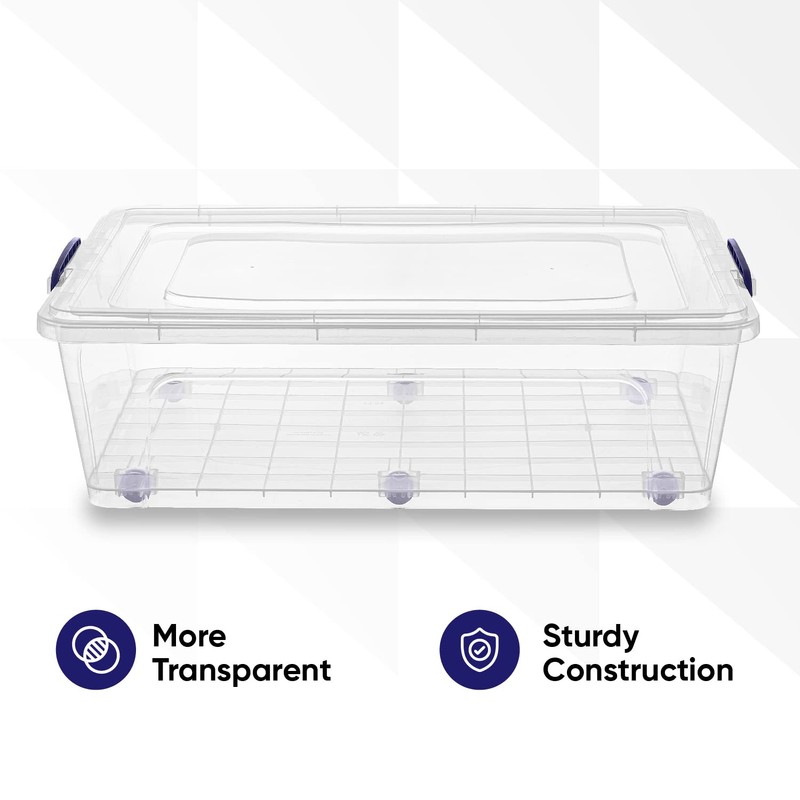 Superio Plastic Storage Bin with Lid, Box for Under Bed,