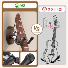 Guitar Hanger, Wall Hanging, Guitar Hook, Stable, Space Saving, Guitar Holder, Easy Installation, Suitable for Guitar Bass, Ukulele and Other Instruments
