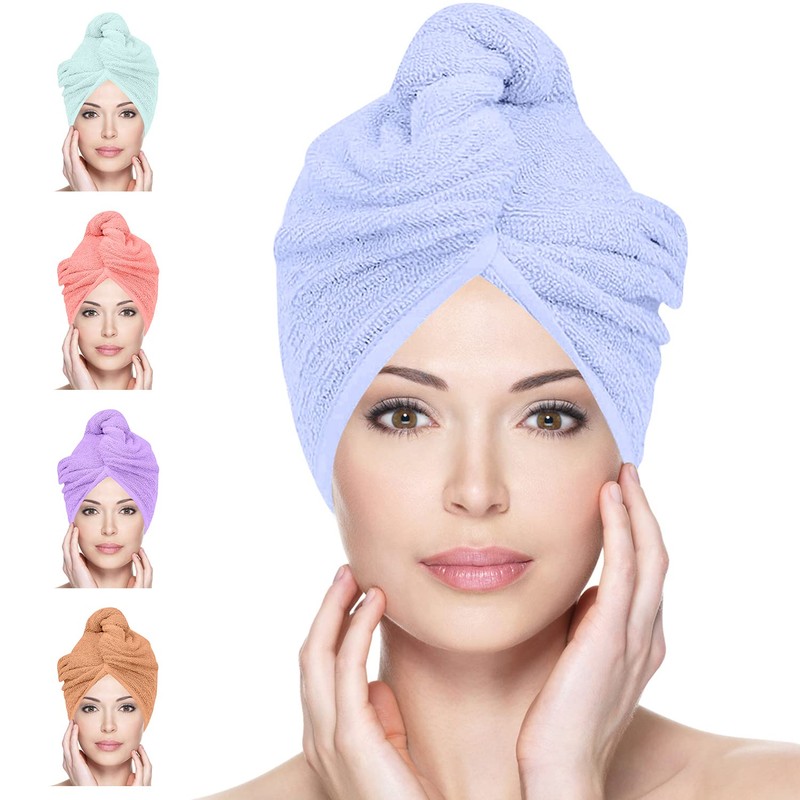 Glamza Microfiber Towel Super Absorbent Twist Turban Hair Wrap with