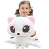 ELAINREN Lifelike Nine-Tailed White Fox Stuffed Animals Toy Realistic Fox