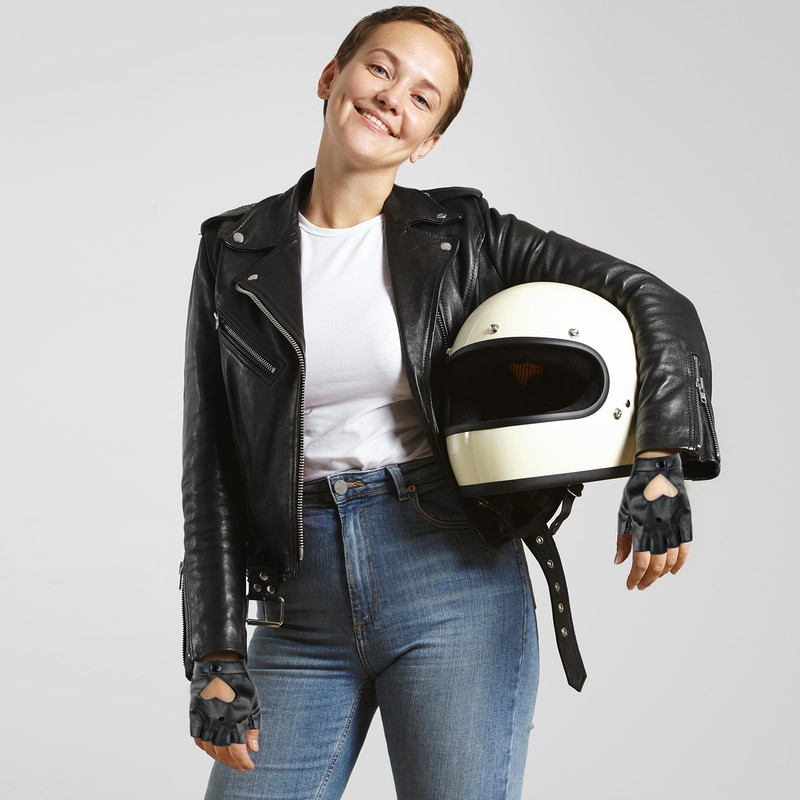 1 Pair Half Finger Leather Gloves, Fingerless Hollow Out Punk